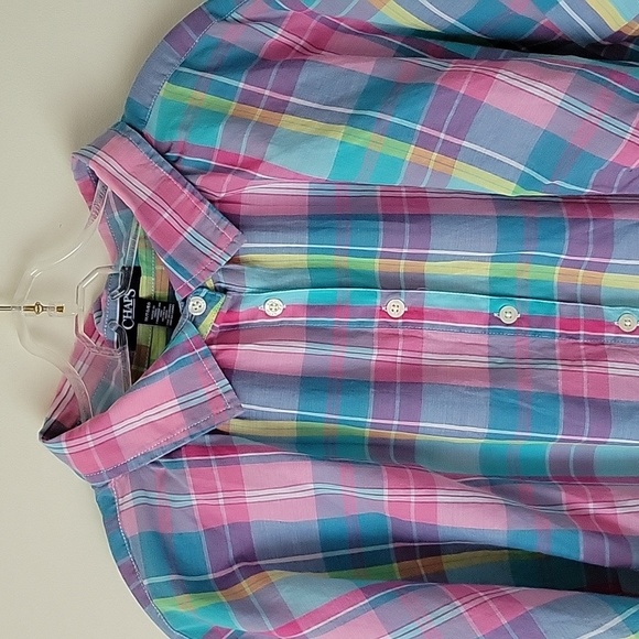 Chaps Women's Short Sleeve Pullover Plaid Shirt- Size 1X- New! - Picture 9 of 9